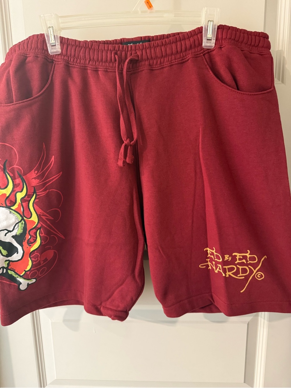 Ed Hardy Graphic Shorts with Skull Flame Print - Picture 2 of 5